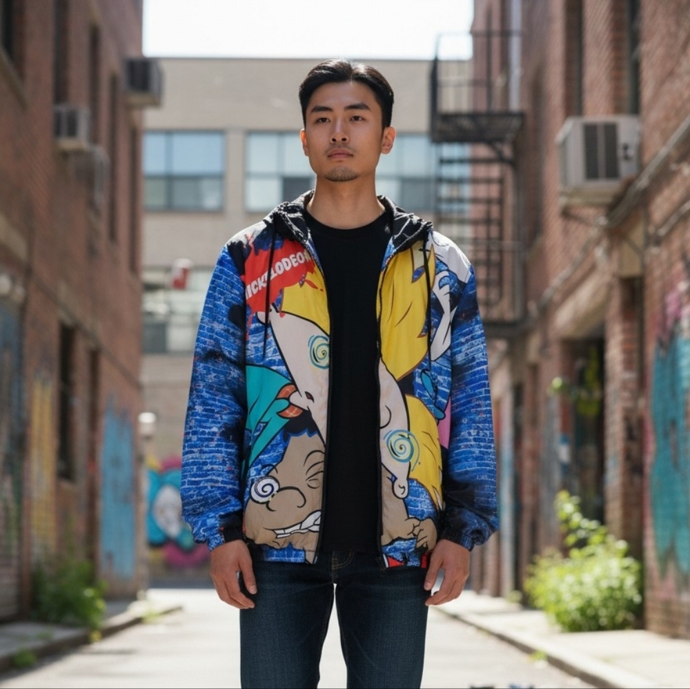 Members Only x Nickelodeon Jacket Arnold‎ Hey Arnold Windbreaker Small Graphic